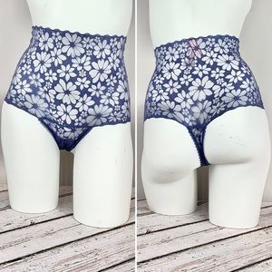 NWT XS Victoria’s Secret High Waist Thong Panty Floral Mesh Lace Boho Hippie VS